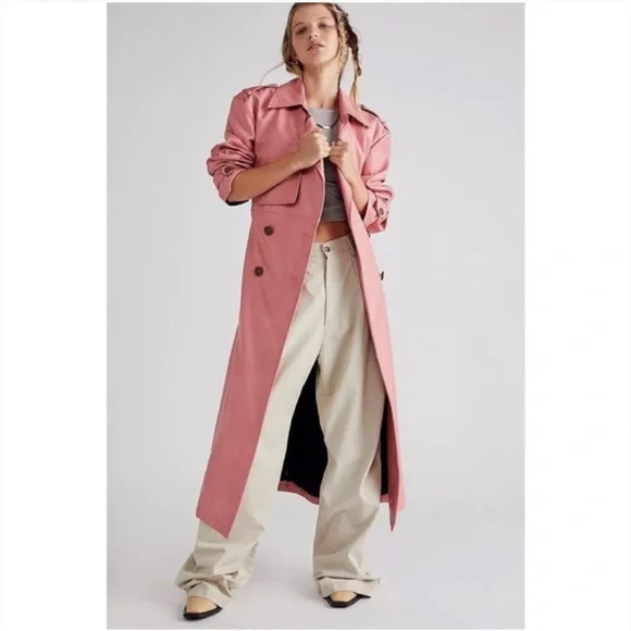Free People Morrison Dusty Rose Trench Coat - Picture 5 of 5